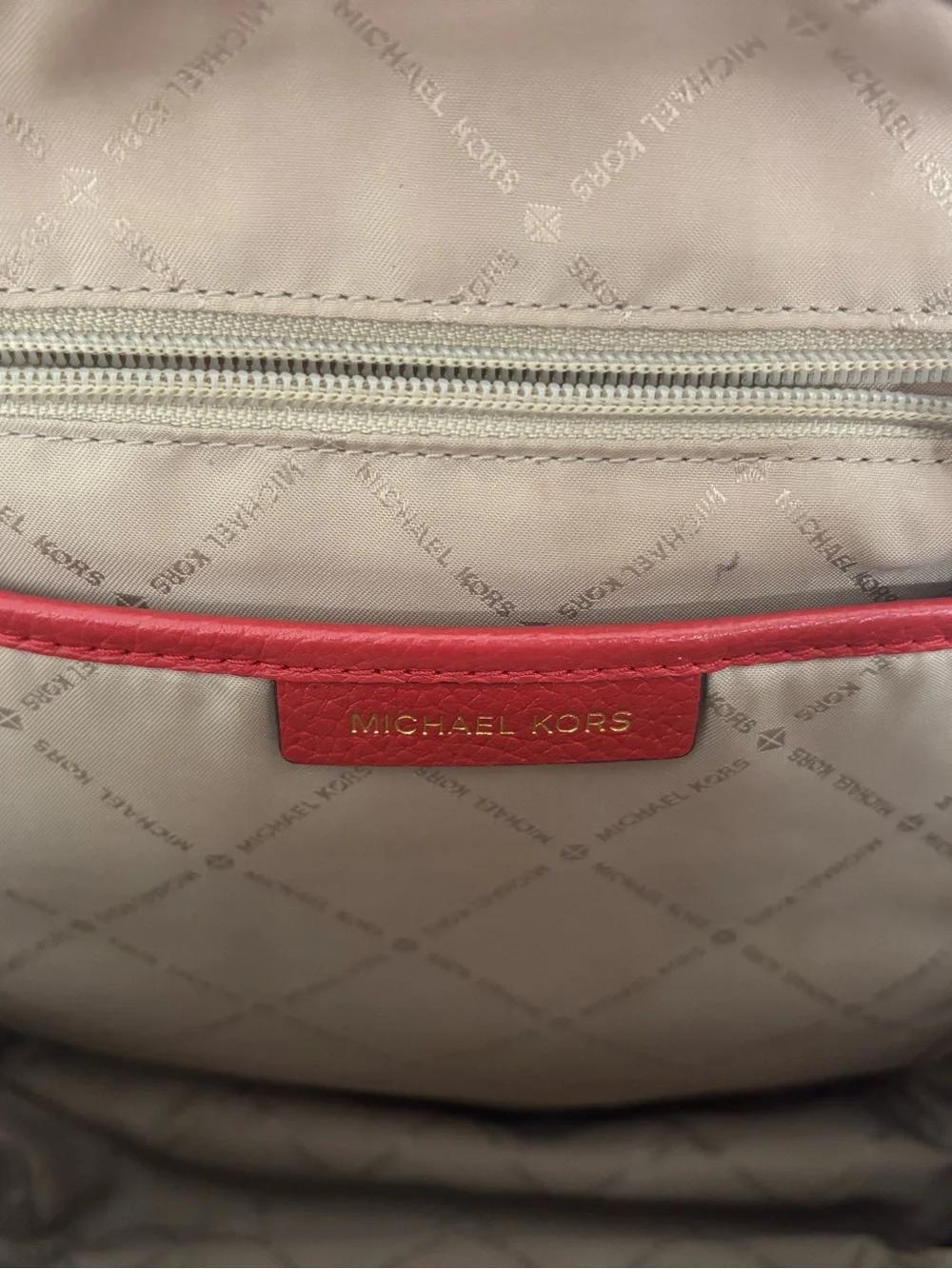Michael Kors Red Studded Leather Backpack